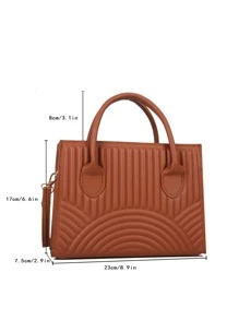 Old Money Style, Waterproof,Lightweight,Business Casual Quilted Pattern Double Handle Square Bag For Teen Girls Women College Students,Rookies & White-Collar Workers Perfect For Office,College,Work ,Business,Commute - Brown - View 4