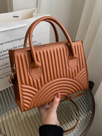 Old Money Style, Waterproof,Lightweight,Business Casual Quilted Pattern Double Handle Square Bag For Teen Girls Women College Students,Rookies & White-Collar Workers Perfect For Office,College,Work ,Business,Commute