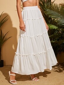 Travachic 高腰木耳邊多層下擺半身裙