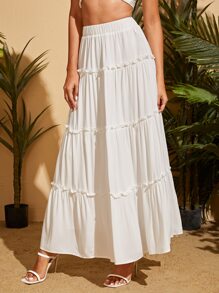 Travachic 高腰木耳邊多層下擺半身裙