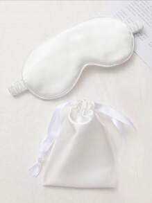 1pc Solid Color Eye Cover With 1pc Storage Bag - White - View 1