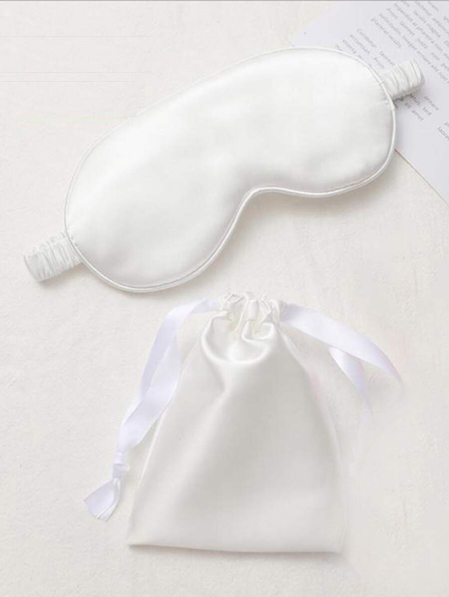 1pc Solid Color Eye Cover With 1pc Storage Bag - White - View 1