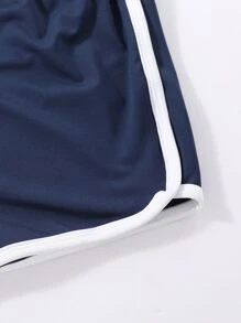 Sparklyn 青少女彈性腰帶對比色邊短褲