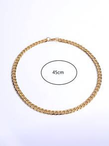 極簡風格鏈條樣式項鍊 - 金黃色 - 查看 3