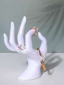 1 Pieza Soporte Para Joyas En Forma De Mano, Soporte Creativo De Exhibición De Joyas Blancas Para El Hogar, Regalo Para El Día De San Valentín - Blanco - Ver 3
