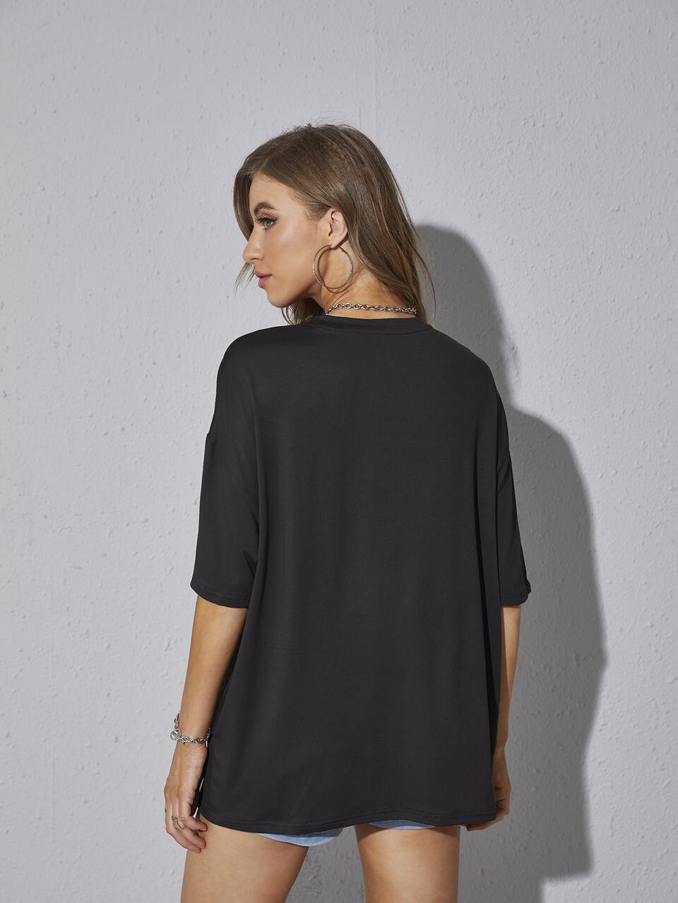 Oversized Solid Drop Shoulder Tee Oversized Tshirt, Unisex