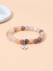 Flower Charm Beaded Bracelet - Multicolor - View 1