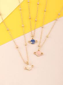 3入組女孩飛機墜飾項鍊 - 彩色 - 查看 1