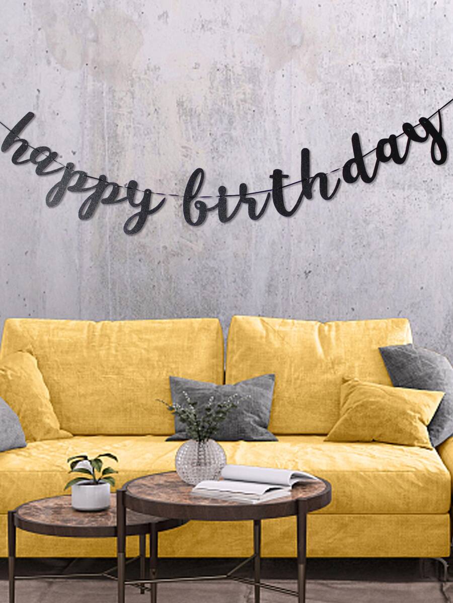 1set Slogan Graphic Pull Flag - Black - View 1