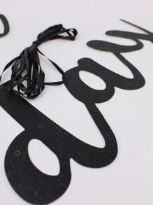 1set Slogan Graphic Pull Flag - Black - View 2