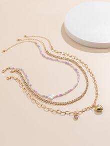 3 Dây chuyền mặt dây chuyền trái tim đính đá Rhinestone - Nhiều màu - Xem 4