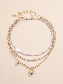 3 Dây chuyền mặt dây chuyền trái tim đính đá Rhinestone - Nhiều màu - Xem 5