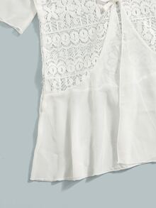 Girls Contrast Lace Kimono - White - View 3