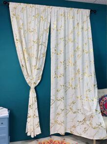 大理石紋樣式單片窗簾 - 白色 - 查看 1