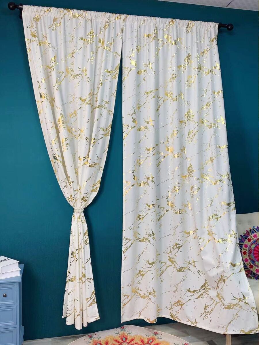 大理石紋樣式單片窗簾 - 白色 - 查看 1