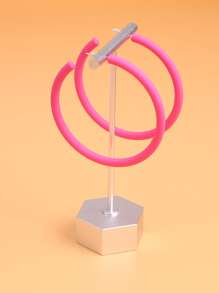 開口耳環 - 玫紅色 - 查看 1