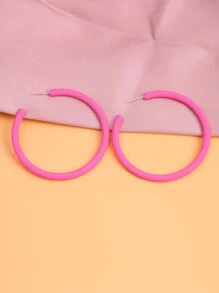 開口耳環 - 玫紅色 - 查看 2