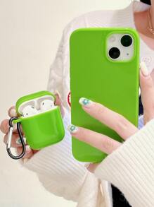 1入組素色手機殼和1入組耳機殼適用於Airpods - 綠色 - 查看 2