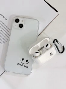 1pc Letter Graphic Clear Phone Case & 1pc Case Compatible With Airpods Pro Compatible With iPhone15/15Plus/15Pro/15Promax - Black - View 4