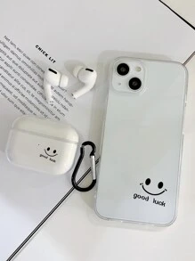 1pc Letter Graphic Clear Phone Case & 1pc Case Compatible With Airpods Pro Compatible With iPhone15/15Plus/15Pro/15Promax - Black - View 5