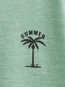 SHEIN Boys Letter & Palm Tree Print Tee - Mint Green - View 4