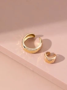 2 chiếc Vòng bít tai bằng kim loại có kết cấu - Vàng - Xem 4