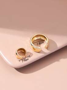 2 chiếc Vòng bít tai bằng kim loại có kết cấu - Vàng - Xem 5