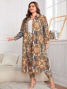 Slaydiva 大碼條紋圖案和巴洛克風格圖案外套和褲子 - 彩色 - 查看 6