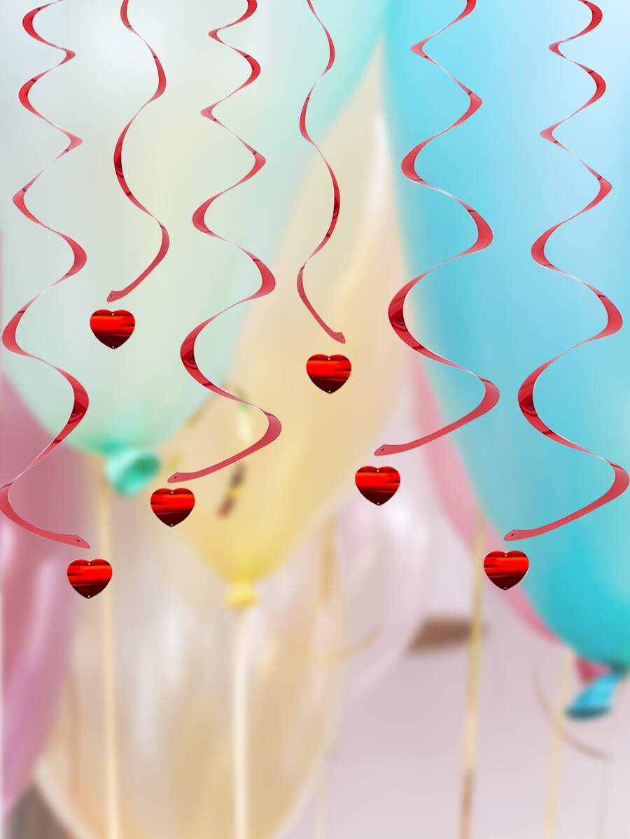 12入組心形螺旋花環 - 紅色 - 查看 1