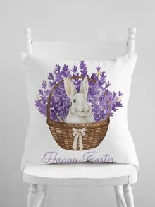 復活節兔子印花靠墊套不附帶墊芯 - 彩色 - 查看 2