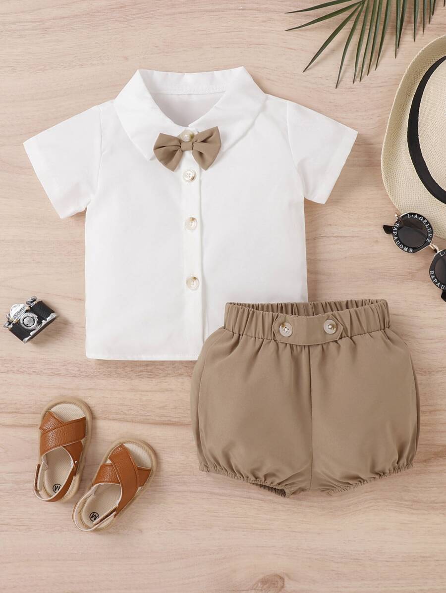 嬰兒前蝴蝶結襯衫和短褲 - 彩色 - 查看 1