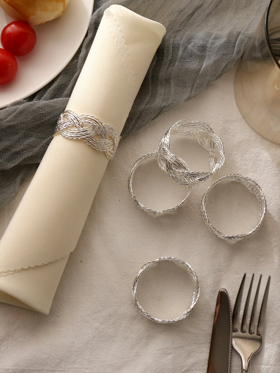 2 chiếc vòng khăn ăn kim loại - Bạc - Xem 1