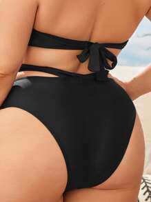 SHEIN Swim Curve Plus Size Solid Cut-Out Bikini Bottom Summer