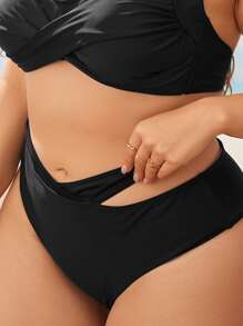 SHEIN Swim Curve Plus Size Solid Cut-Out Bikini Bottom Summer