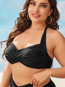 SHEIN Swim Curve Top bikini halter push up - Negro - Ver 4