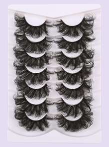 Volumized False Eyelashes, 7 pairs 20mm messy imitation wrap - Black - View 1