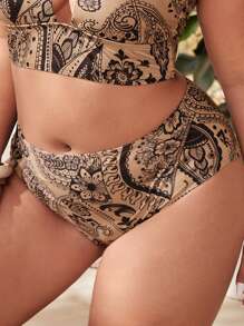 大碼滿版印花泳衣下裝 - 彩色 - 查看 3