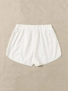 Swim Basics Summer Beach Tie Front Beach Shorts - White - View 2