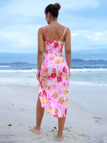 Soleia Vestido de tirantes con estampado floral de muslo con abertura - Multicolor - Ver 5