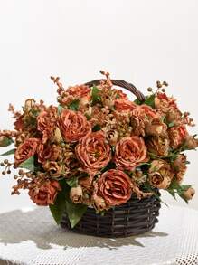 1個人工牡丹花束,玫瑰芽,情人節禮物,婚禮裝飾,新娘手腕花,花材料,diy花環材料,情人節禮物新年家居,臥室,客廳,花瓶配件假日生日派對裝飾,花材料 - 橘色 - 查看 4