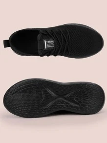 Giày chạy bộ đường trường màu đen dành cho nữ, giày chạy bộ dệt kim nam, giày thể thao thoáng khí - màu đen - Xem 2