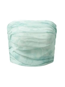 SHEIN Unity 側收褶網紗抹胸上衣 - 薄荷綠 - 查看 1