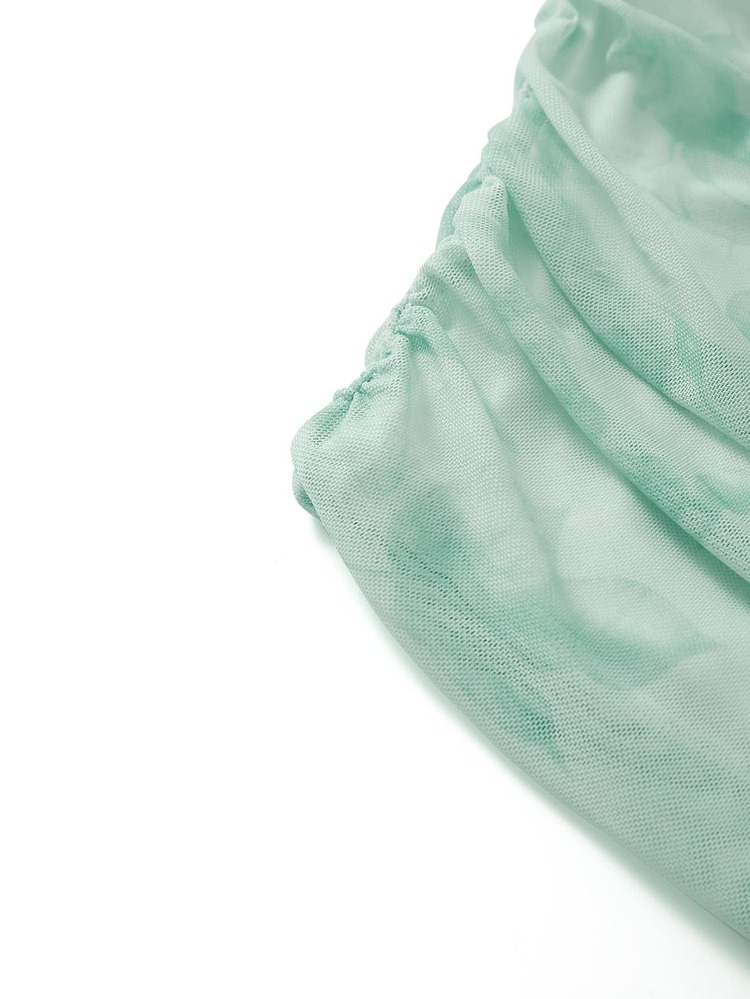 SHEIN Unity 側收褶網紗抹胸上衣 - 薄荷綠 - 查看 4