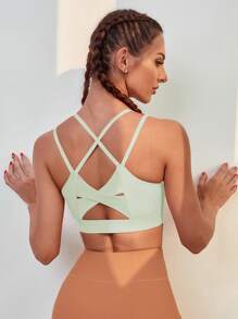Medium Support  Crisscross Sports Bra - Mint Green - View 3