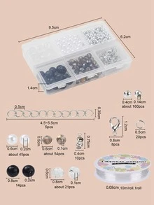 Phụ kiện đồ trang sức tự làm 1 hộp hạt & 1 cuộn chỉ đàn hồi - Nhiều màu - Xem 3