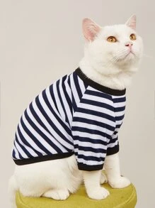 Áo thun thú cưng in sọc - Đen và trắng - Xem 1