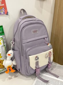 Mochila de dos colores sin accesorio de bolso y distintivo - Morado - Ver 1