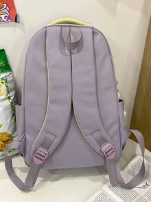 Mochila de dos colores sin accesorio de bolso y distintivo - Morado - Ver 2