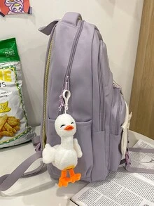 Mochila de dos colores sin accesorio de bolso y distintivo - Morado - Ver 5