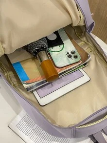 Mochila de dos colores sin accesorio de bolso y distintivo - Morado - Ver 6